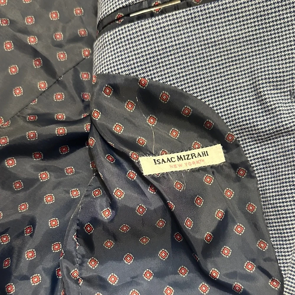 Isaac Mizrahi Navy Patterned Blazer